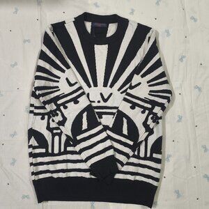 Louis Vuitton Black And White Colorblock Wool Sweater